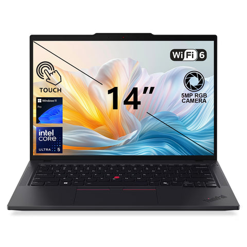 Lenovo ThinkPad T14 14 in FHD+ Touch Business AI Laptop, Intel Core Ultra 5 225U, Intel Graphics, 64GB DDR5, 1TB SSD, Wi-Fi 6, Win11 Pro, Black