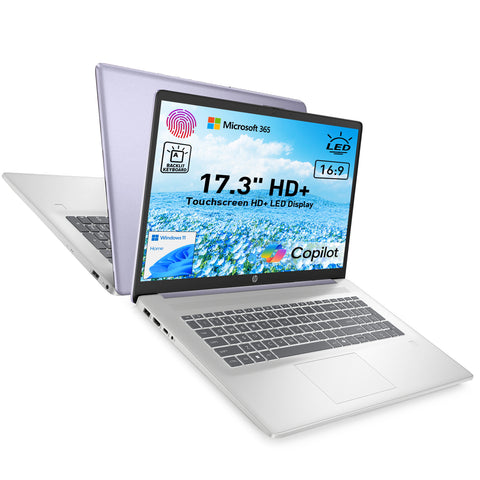 HP 17.3 Inch Touchscreen Laptop, Intel N100, Intel UHD Graphics, 16GB RAM, 128GB eMMC + 1TB SSD, Wi Fi 6, Windows 11 Home, Purple