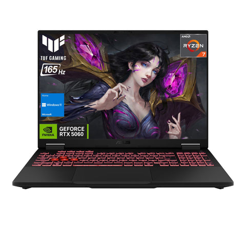 ASUS TUF A16 16 inches Traditional Laptop AMD Ryzen 7 16GB RAM NVIDIA GeForce RTX 5060 1TB SSD Storage Windows 11 Home 165Hz - Grey
