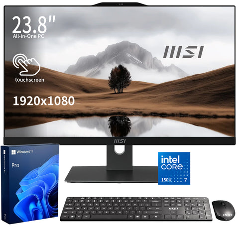 MSI Modern AM242TP 1M Business AIO, 23.8 in FHD Touch 60Hz, Intel Core 7 150U, Intel Graphics, 32GB DDR5, 1TB SSD, Wi-Fi 6, Win11 Pro, Black