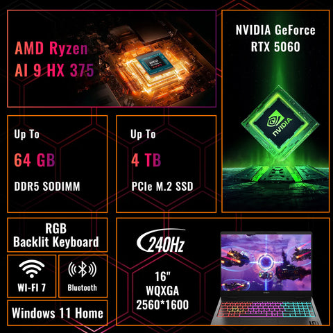 HP Omen MAX 16" Traditional Laptop AMD Ryzen AI 9 16GB RAM NVIDIA GeForce RTX 5060 512GB SSD Storage Windows 11 Home 240Hz - Black