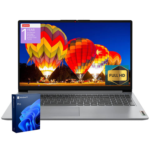 LENOVO IdeaPad 1 15.6 inches Traditional Laptop Intel Pentium Silver N6000 8GB RAM Intel UHD Graphics 128GB eMMC Storage Windows 11 Pro - Grey