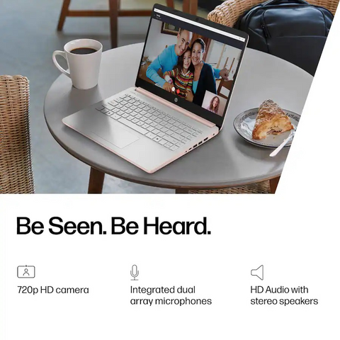 HP Essential 14 inches Traditional Laptop Intel Celeron 4GB RAM Intel UHD Graphics 64GB eMMC Storage Windows 11 Home 60Hz - Rose
