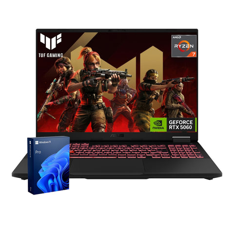 ASUS TUF A16 16 inches Traditional Laptop AMD Ryzen 7 64GB RAM NVIDIA GeForce RTX 5060 2TB SSD Storage Windows 11 Pro 165Hz - Grey