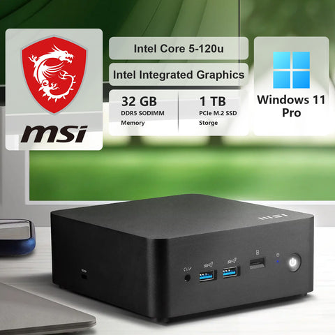 MSI Cubi NUC MFF Desktop Intel Core 5 16GB RAM Intel Graphics 512GB SSD Storage Windows 11 Pro - Black