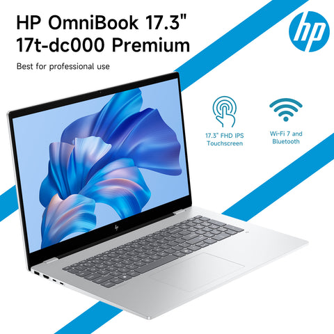 HP OmniBook 7 17.3" Traditional Laptop Intel Core Ultra 7 16GB RAM Intel Arc 140V 512GB SSD Storage Windows 11 Home 60Hz - Silver