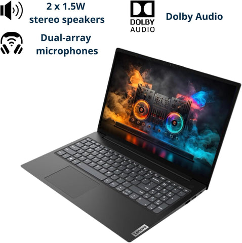 LENOVO V-Series V15 15.6 inches Entry Traditional Laptop AMD Ryzen 5 7430U 40GB RAM AMD Radeon Graphics 1TB SSD Storage Windows 11 Pro FHD 60Hz - Black