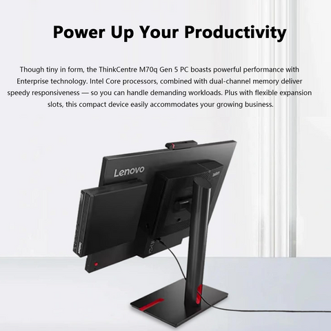 LENOVO ThinkCentre M70q MFF Desktop Intel Core i3 8GB RAM Intel UHD Graphics 512GB SSD Storage FreeDos - Black