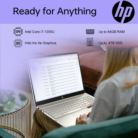 HP Pavilion 15.6" Traditional Laptop Intel Core i7 16GB RAM Intel Iris Xe Graphics 512GB SSD Storage Windows 11 Home 60Hz - Gold