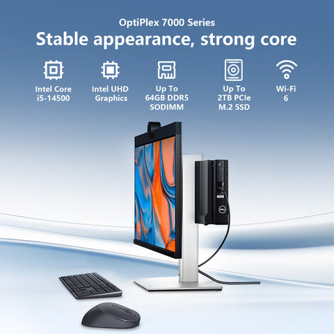 DELL OptiPlex 7000 Series MFF Desktop Intel Core i5 16GB RAM Intel UHD Graphics 256GB SSD Storage Windows 11 Pro - Black