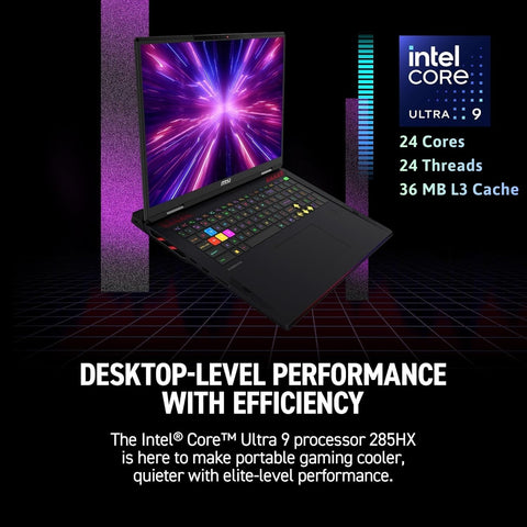MSI Raider 18" UHD 120Hz Gaming Laptop Intel Core Ultra 9 285HX NVIDIA GeForce RTX 5090 64GB RAM 2TB SSD Storage Windows 11 Home - Black