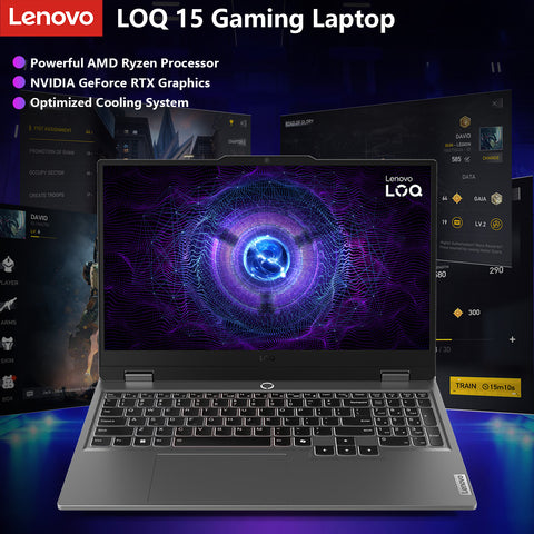 LENOVO LOQ 15 15.6" Traditional Laptop AMD Ryzen 7 24GB RAM NVIDIA GeForce RTX 4050 512GB SSD Storage Windows 11 Home 144Hz - Grey