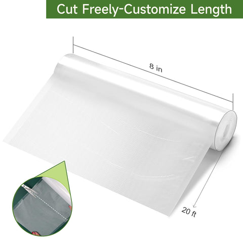 Bonsenkitchen Vacuum Food Sealer Rolls Bags, 2 Packs 8 in x 20 ft, BPA Free, Durable Commercial Customized Size Bags for Storage and Sous Vide Cooking,VB3206
