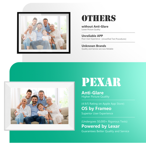 Pexar by Lexar 10.1 inches WiFi Digital Photo Frame | HD Anti-Glare Touch Display | Share Photos/Videos via App | Perfect for Gifting