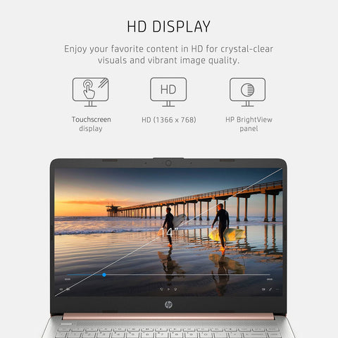 HP Essential 14" Traditional Laptop Intel Celeron 4GB RAM Intel UHD Graphics 64GB eMMC Storage Windows 11 Home 60Hz - Pink