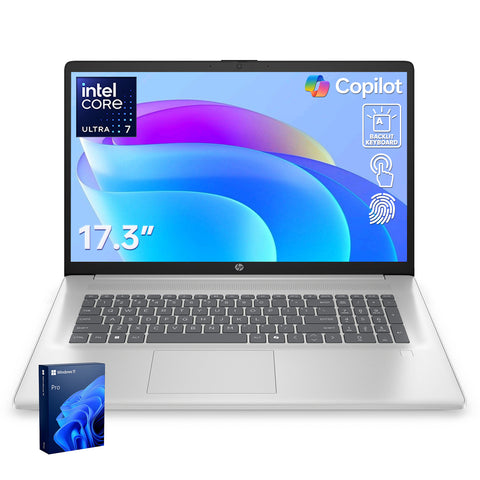 HP Essential 17.3 inches Traditional Laptop Intel Core Ultra 7 64GB RAM Intel Graphics 2TB SSD Storage Windows 11 Pro 60Hz - Silver