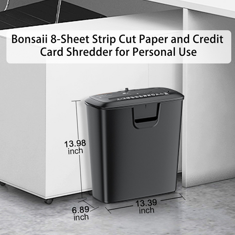 Bonsaii Paper Shredder for Home Use, 8-Sheet StripCut Home Office Shredder, CD/Credit Card Shredder Machine with Overheat Protection, 3.4 Gallons Wastebasket