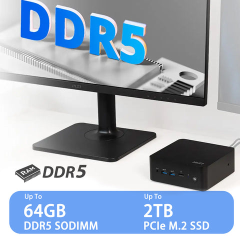 MSI Cubi NUC MFF Desktop Intel Core 7 32GB RAM Intel Graphics 1TB SSD Storage Windows 11 Home - Black