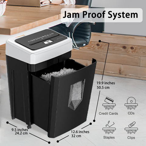 Bonsaii 15-Sheet Office Paper Shredder, 40 Mins Heavy Duty Shredder for Home Office, Crosscut Shreder with Anti-Jam System & P-4 High Security Supports CD/Credit Cards/Staple,5 Gal Pullout Bin C169-B