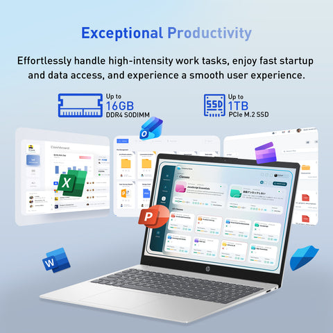 HP Essential 15.6 inches Traditional Laptop Intel Core i5 16GB RAM Intel Iris Xe Graphics 1TB SSD Storage Windows 11 Home 60Hz - Silver