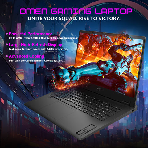 HP Omen 17.3" Traditional Laptop AMD Ryzen AI 9 16GB RAM NVIDIA GeForce RTX 5060 512GB SSD Storage Windows 11 Home 144Hz - Black