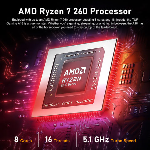 ASUS TUF A18 FA808UM Gaming Traditional Laptop, 18" FHD+ 1920x1200 Non-touch 144Hz, AMD Ryzen 7 260, NVIDIA GeForce RTX 5060, 64GB DDR5 SODIMM, 1TB PCIe M.2 SSD, Wi-Fi 6, Windows 11 Home, Grey