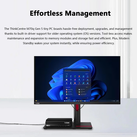 LENOVO ThinkCentre M70q MFF Desktop Intel Core i3 16GB RAM Intel UHD Graphics 1TB SSD Storage Windows 11 Pro - Black