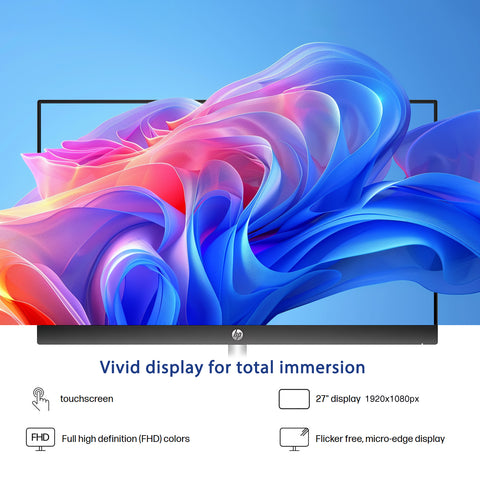 HP Essential 27 inches All-in-One Intel Core Ultra 7 64GB RAM Intel Graphics 2TB SSD Storage Windows 11 Home 60Hz - Black
