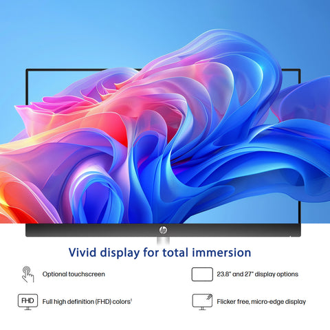 HP Essential 27 inches All-in-One Intel Core Ultra 7 32GB RAM Intel Graphics 1TB SSD Storage Windows 11 Home 60Hz - Black