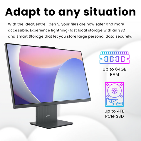 LENOVO IdeaCentre I 27 inches All-in-One AMD Ryzen 5 64GB RAM AMD Radeon Graphics 4TB SSD Storage Windows 11 Pro 100Hz - Grey