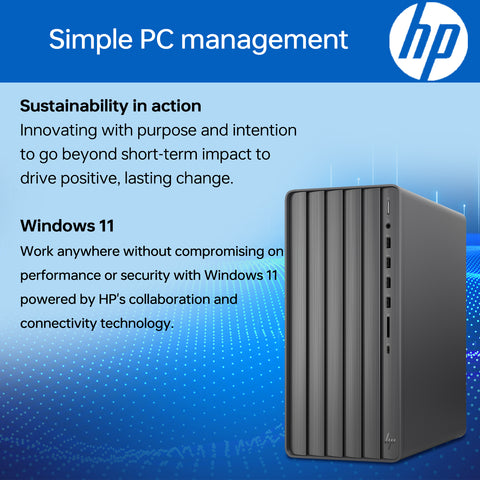 HP Envy Tower Desktop Intel Core i7 8GB RAM Intel UHD Graphics 512GB SSD Storage Windows 11 Home - Black