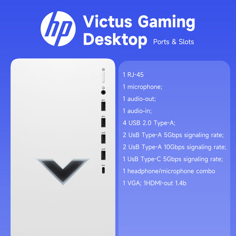 HP Victus 15L Tower Desktop Intel Core i5 16GB RAM NVIDIA GeForce RTX 4060 512GB SSD Storage Windows 11 Home - White