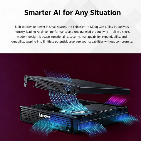 LENOVO ThinkCentre M90q MFF Desktop Intel Core Ultra 9 64GB RAM Intel Graphics 2TB SSD Storage Windows 11 Pro - Black