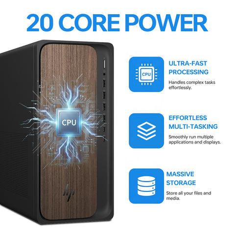 HP OmniDesk Tower Desktop Intel Core Ultra 7 32GB RAM Intel Graphics 1TB SSD Storage Windows 11 Pro - Black