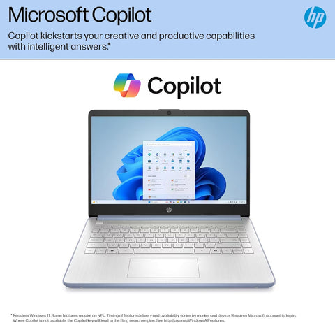 HP Essential 14 inches Traditional Laptop Intel N-Series 4GB RAM Intel Graphics 128GB eMMC Storage Windows 11 Home 60Hz - Blue