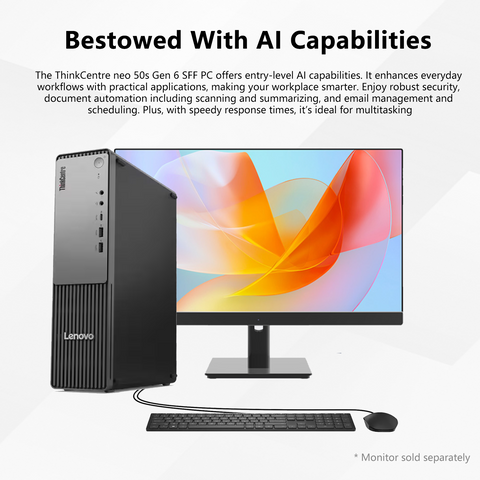 LENOVO ThinkCentre neo 55s SFF Desktop AMD Ryzen 7 32GB RAM AMD Radeon Graphics 2TB SSD Storage Windows 11 Pro - Black
