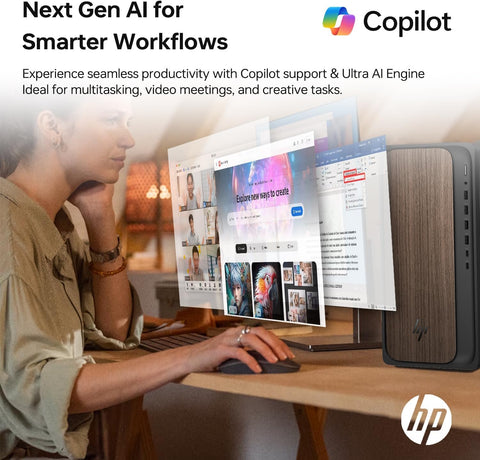 HP OmniDesk Tower Desktop Intel Core Ultra 7 32GB RAM NVIDIA GeForce RTX 5060 1TB SSD Storage Windows 11 Home - Black