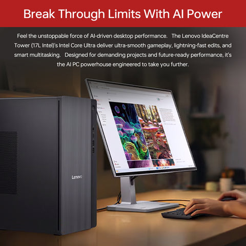 LENOVO IdeaCentre Tower Desktop Intel Core Ultra 7 16GB RAM Intel Graphics 1TB SSD Storage Windows 11 Home - Grey