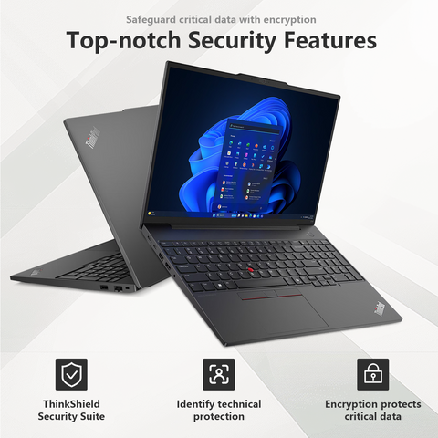 LENOVO ThinkPad E16 16 inches Traditional Laptop AMD Ryzen 7 16GB RAM AMD Radeon Graphics 512GB SSD Storage Windows 11 Pro 60Hz - Black