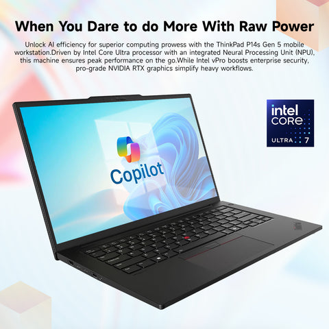 Lenovo ThinkPad P14s 14" Business Mobile Workstation Laptop Intel Core Ultra 7 155H 64GB RAM NVIDIA Quadro RTX 500 Ada 1TB SSD Storage Windows 11 Pro 3K+ 120Hz - Black