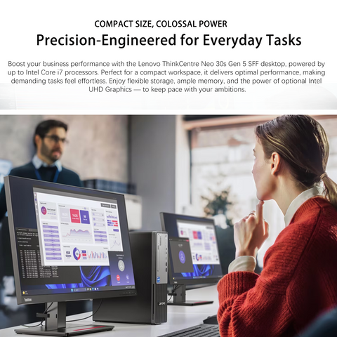 LENOVO ThinkCentre Small Form Factor Business Desktop, Intel Core i7-13620H, 16GB DDR5, 512GB SSD, Wired KB & Mouse, Windows 11 Pro - Black