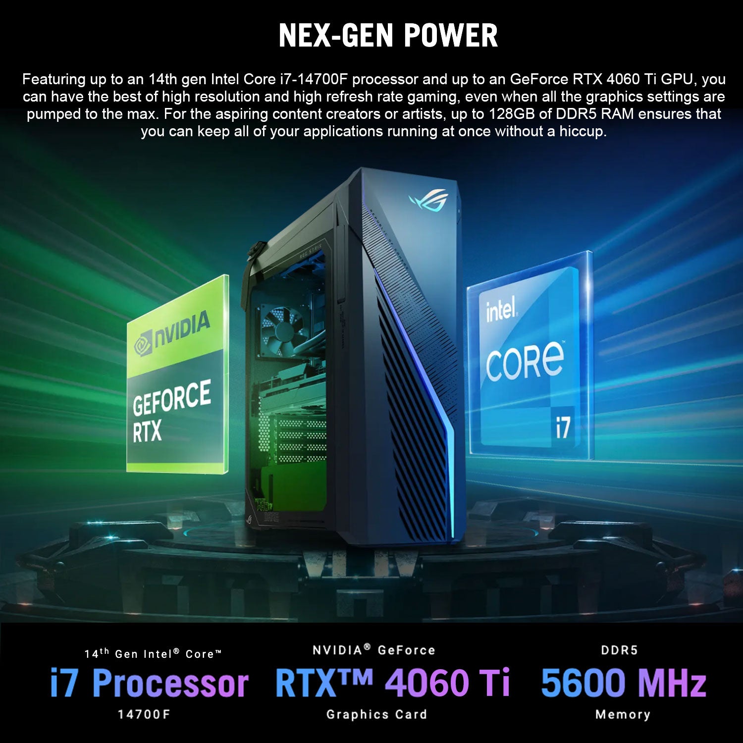 Asus Rog Tower Set ASUS ROG Tower Desktop Intel Core i7 32GB RAM NVIDIA GeForce RTX 4060 ...