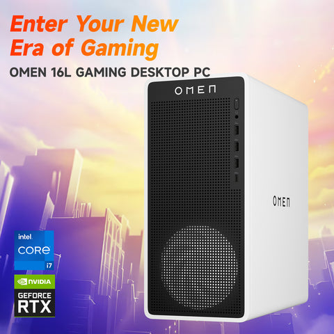 HP Omen 16L Tower Desktop Intel Core i7 8GB RAM NVIDIA GeForce RTX 4060 512GB SSD Storage Windows 11 Home - White