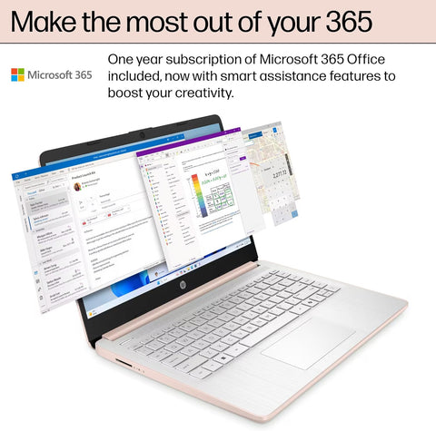 HP Essential 14 inches Traditional Laptop 14 HD Non-touch 60Hz Intel N-Series N150 Intel Graphics 8GB RAM 128GB eMMC Storage Windows 11 Pro - Rose