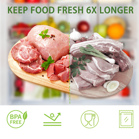Bonsenkitchen Vacuum Sealer Bags, 8" x 50' Rolls 2 pack for Food Storage Saver, Bpa Free, Heavy Duty, Commercial Grade Textured Food Roll, Customized Size Bag for Sous Vide Cooking,VB3209