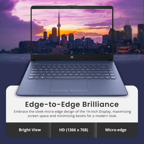 HP Essential 14 in Traditional Laptop, Intel N-Series N150, Intel Graphics, 16GB DDR4, 128GB eMMC, Wi-Fi 6, Win11 Home, Blue