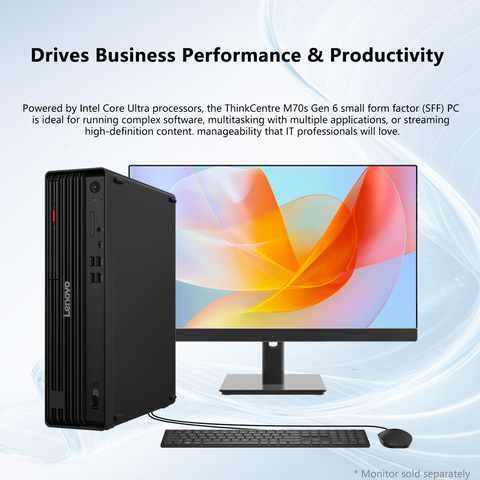 LENOVO ThinkCentre M70s SFF Desktop Intel Core Ultra 5 32GB RAM Intel Graphics 1TB SSD Storage Windows 11 Pro - Black