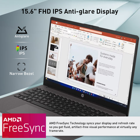 HP Essential 255 15.6 in FHD Laptop, AMD Ryzen 3 7330U, AMD Radeon Graphics, 8GB RAM, 256GB SSD, Wi-Fi 6, Windows 11 Pro, Grey