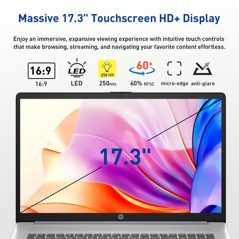 HP 17.3 Inch Touchscreen Laptop, Intel N100, Intel UHD Graphics, 16GB RAM, 128GB eMMC + 1TB SSD, Wi Fi 6, Windows 11 Home, Purple