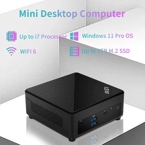 MSI Cubi 5 Mini Desktop Intel Core i5 8GB RAM Intel UHD Graphics 512GB SSD Storage Windows 11 Pro - Black